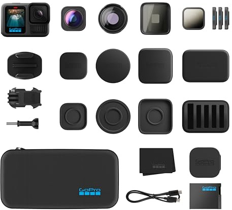 Collezione di obiettivi GoPro HERO13 Black + serie HB: include obiettivo macro, obiettivo ultra grandangolare, 4 filtri ND, obiettivo anamorfico e custodia premium