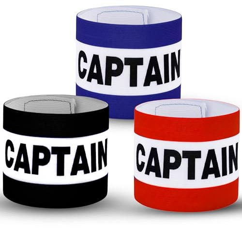 Mastery Fascia da capitano multicolore per allenamento calcistico, 3 pezzi, fascia elastica sportiva per adulti, comode e regolabili, per calcio e sport di squadra