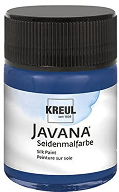 KREUL 8110 - Javana Seidenmalfarbe im 50 ml Glas, marineblau, hochpigmentierte und brillante Farbe auf Wasserbasis, mit fließend flüssigem Charakter, dringt tief in die Fasern ein