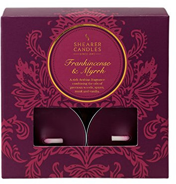 Shearer Candles Frankincense and Myrrh (Pack of 8) Scented Tealights - Burgundy,80 x 80 x 30