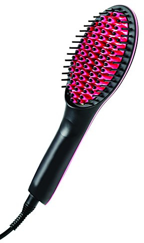 Simply Straight Ceramic Hair Straightening Brush, Black/Pink