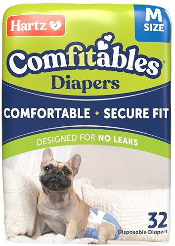 Hartz Disposable Dog Diapers, Size M 32 count, Comfortable & Secure Fit, Easy to Put On