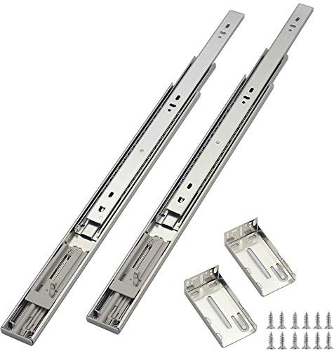 OCG Soft Close Drawer Slides 22 Inch (1 Pair), Full Extension Ball Bearing Low Noise Drawer Slides for Cabinets with Face Frame, with Rear Mounting Brackets