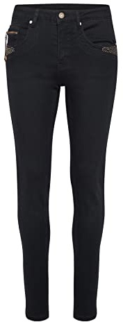 Cream Pantalones Ajustados para Mujer con Push up Jeans, Negro Vaquero, 28W x 34L