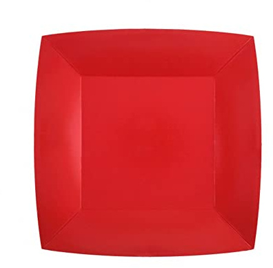 Santex 10 ASSIETTES CARTON BIO CARRÉES 23CM ROUGE