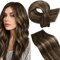 Hetto Tressen Extensions Echthaar Balayage Dunkel Braun to Licht Blond Weft Extensions Echthaar Sew in Remy Gerade Invisible Doppelt-Tressen Weave Haarverlängerung 80g 40 cm #4/27/4
