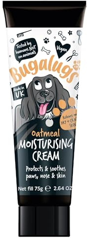 Bugalugs Oatmeal Feuchtigkeitscreme für Hunde – Pflegt Pfoten, Nase & Haut 75g Tube Feuchtigkeitsspendend für trockene Nasen und Pfoten