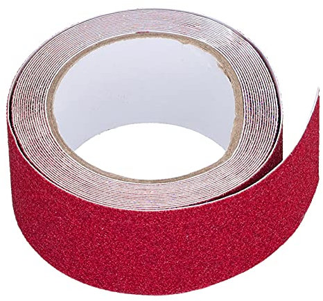 Tomotato Nastro Antiscivolo, 2 X 16.5ft Nastri Adesivi Abrasivi di Sicurezza Ad Alto Attrito All'Aperto di Trazione per I Gradini Delle Scale Strisce Antiscivolo per Le Scale (Rosso)