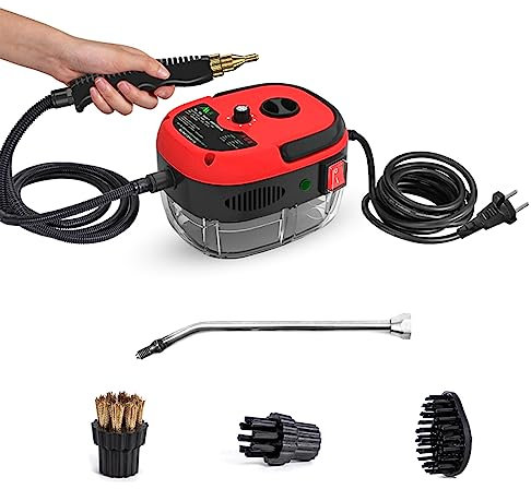 Irishom Limpiador a vapor portátil portátil de 2500 W Máquina de limpieza a vapor a presión de alta temperatura con cabezales para muebles de cocina Coche de baño