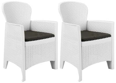 ZQQLVOO Patio Chairs with Cushion,Dining Chairs,Armchair,Lawn Chairs,Balcony Chairs,Garden Chairs,for Swimming Pools,Decks,Gardens,Backyards,2 pcs White Plastic Rattan Look