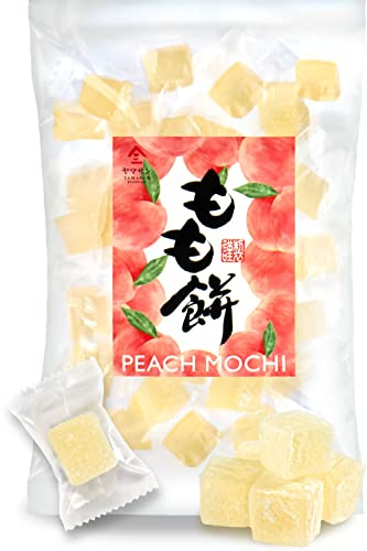 YAMASAN KYOTO UJI Momo White Peach Mochi Candy Kanten Sweets 300g | Chewy Traditional Japanese Fruit Candy, Plant-Based Kanten Agar Sweets, Individually Wrapped, Made in Japan, 300g