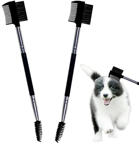 BLMHTWO Double-Head Soft Dog and Cat Eye Comb - Tear Stain Remover Facial Grooming Tool for Small Pets - Plastic Crust and Mucus Remover (Black)