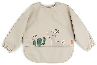 Baby Smock Bib with Sleeves – Waterproof, Durable, and Easy-Clean Long Sleeve Bib, Lalee Sand