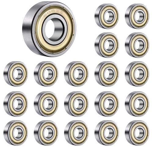 Thgtao Lot de 20 roulements à billes 608 ZZ - 8 x 22 x 7 mm - Roulement à billes rainuré en métal - Double blindage miniature - Pour skateboard, rollers