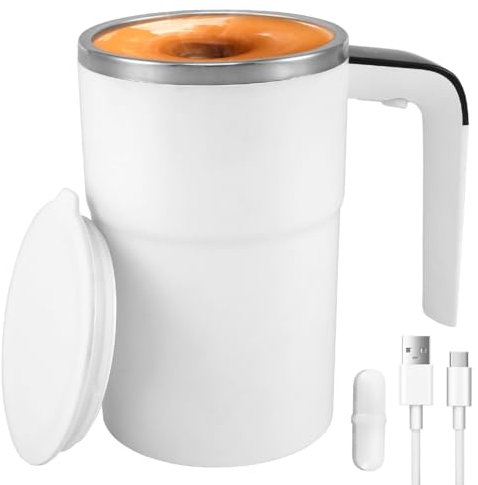 Tasse à café électrique à mélangeur automatique de 380 ml en acier inoxydable avec barre d'agitation magnétique 5 000 tr/min, haute vitesse, avec affichage de la température pour hommes, femmes,