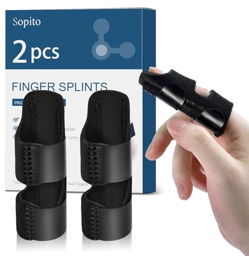 Sopito Finger Splint, 2pcs Finger Brace Support Stabilizer for Index, Middle, Ring Fingers Straightening Arthritis Knuckle Immobilization