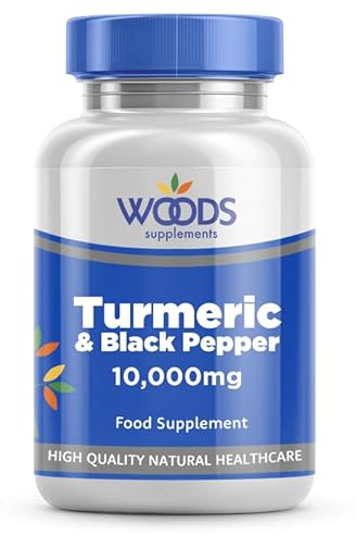 Turmeric 10,000mg & Black Pepper (90 Tablets) from Woods Supplements | Only The Finest and Responsibly sourced Turmeric | 10,000mg Turmeric Formula and Added Black Pepper Extract