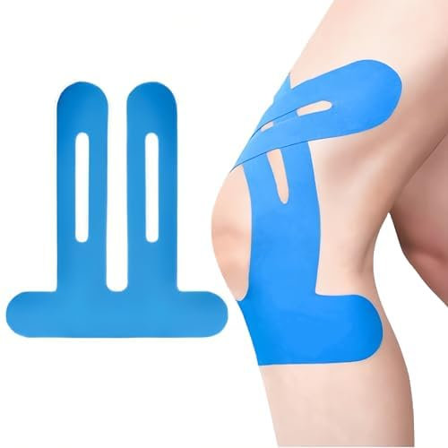 PreCut Kinesiotapes, Kinesiotapes Vorgeschnitten Hautfreundlich mit perfektem Trage-komfort, Wasserfestes & Elastisches Physio Tape für Knieschmerzen 10 Streifen - Blau