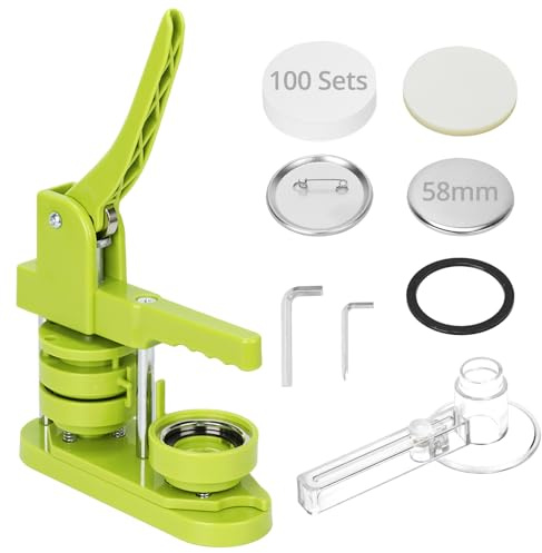 QWORK® Machine à Boutons avec 100 Ensembles de Fournitures de Fabrication de Boutons de 58 mm, Moule Interchangeable et Coupe-Papier Rond