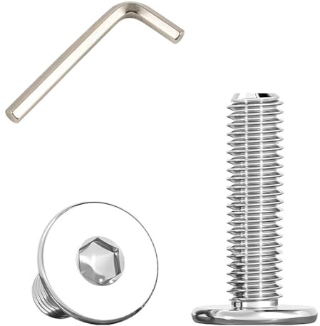 Viti a Testa Piatta M8 X 20 con Esagono Incassato, viti Brugola Testa Bombata con Flangia, Acciaio Inox A2 V2A Viti (30 Pezzi)