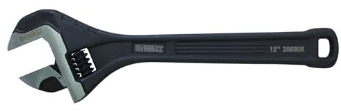 DEWALT All Steel Adjustable Wrench 12in, with Precision Engineered Jaws to facilitate Minimal jaw Movement Between Movable and Fixed Jaws for Precise adjustments.