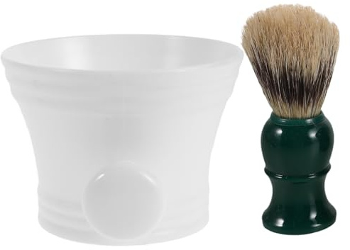 OUNONA Kit de Afeitado para Hombre Cuenco de Abs, Cepillo Delicado para Vello Facial, Adecuado para Uso Hogar y Viajes
