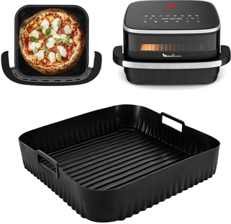 Teglia per Friggitrice ad Aria Moulinex Easy Fry XL Surface, Teglie Silicone Accessori Airfryer per Moulinex AL4018, Stampi in Silicone Nero Riutilizzabile Air Fryer per Tefal Easy Fry XL Surface