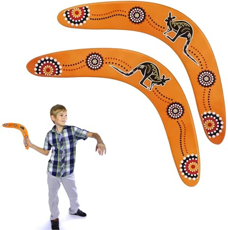 ZhouWei 2 Piezas Boomerang Profesional, Boomerangs en Forma de V | Boomerang de Madera para Niños y Adultos Recreativo Dardo Fácil de Lanzar Juego Familiar al Aire Libre, Regalo Deportivo