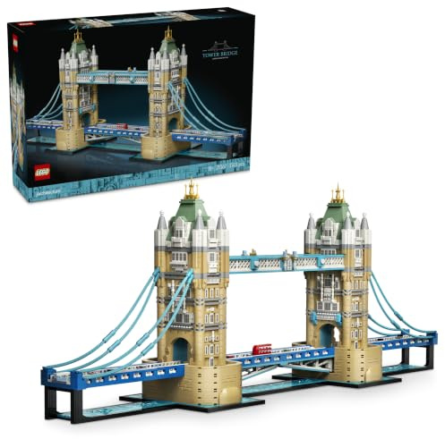 LEGO Architecture Tower Bridge – Modellbyggsats för vuxna – 3D rumsdekoration med öppningsbar bro, Thames-floden och London-buss – Present med brittiskt tema för män och kvinnor från 18 år – 21067