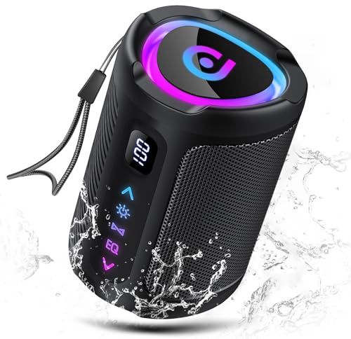 Cassa Bluetooth Portatili senza fili con luce LED, Display Digitale Intelligente+Smart EQ, Altoparlante Bluetooth Bassi Potente, Bluetooth 5.4, Speaker da Esterno per Viaggi, Sport, Feste, Ciclismo