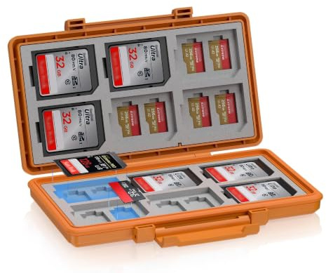 JJC 36 fack minneskort fodral hållare vattentålig för 24 Micro SD + 12 SD (TF) kort, anti-chock micro SD-korthållare SD-kort fodral låda plånbok – ORANGE