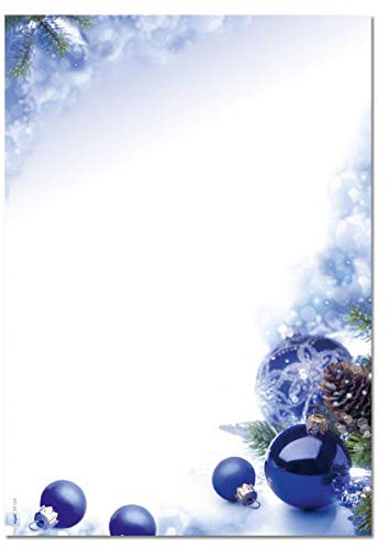 SIGEL DP034 Weihnachtsbriefpapier Blue Harmony, A4, 100 Blatt, aus nachhaltigem Papier, Briefpapier Weihnachten, für Weihnachtspost, Angebote, Einladung, Menükarte