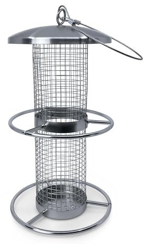 Gravidus Futtersäule - Ideal für Vogelfreunde - Einfache und stilvolle Vogelfütterung - Maße: 14 x 27 cm aus Edelstahl wetterbeständig