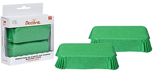 Decora, 0339886 Confezione da 20 Pirottini Plum Cake da 80 X 50 X 32 mm, per Cuocere, Presentare e Regalare PlumCake, Resistente fino a 220°, Made in Italy, Colore Verde