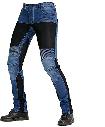 Mesh Breathable Motorcycle Armor Pants Men's Cycling Trousers With Removable Pad 3 Kinds Of Protective Gear Options (XS-3XL, 2 Colors) (Color : Blue, Size : X-Small)