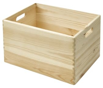 TrendLine Stapelbox Holz L 30x40x23 cm Holzkiste Holzbox Kiste Box Kiefer massiv