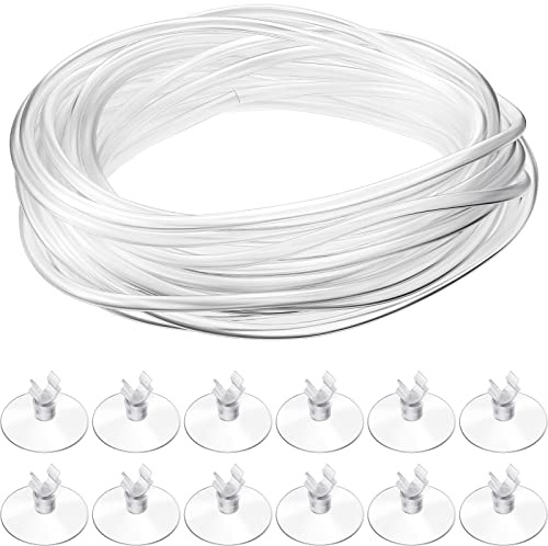 Boao 12 Pcs 32.8 ft Aquarium Co2 Proof Tubing Clear Airline Tubing Co2 Hose 5/16 Inch Suction Cups Aquarium Air Pump Accessories for Fish Tank