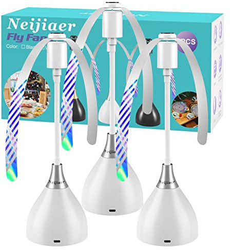 Neijiaer Repellente Zanzare, 3PCS Ventilatore Portatile Repellente per Zanzare con Interruttore USB, Ventilatore Anti-insetti con Batteria, Pieghevole e Appeso, All'aperto, Picnic, Cucina (Bianco)