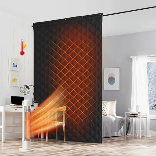 RYB HOME Thick Quilted Thermal Insulated Door Curtain for Winter, W48 x L96