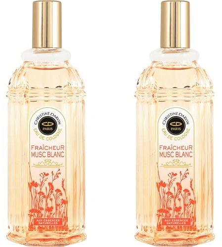 Eau de Cologne Musc Blanc - Christine Darvin - Hespéridé Floral et Musqué - Made in France - 97% d'ingrédients d'origine naturelle - Spray 250ml - Lot de 2