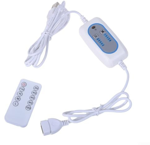 Cavo di prolunga per interruttore USB con temporizzazione 2-12 ore, interruttore ON OFF, 4 velocità, cavo interruttore di alimentazione per ventola USB da 5 V, luce LED con telecomando, 2 m