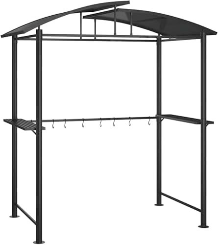 Gazebo Barbecue Antracite 210x114x230 Acciaio con Scatole Laterali per Griglia