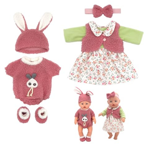 Neuytiky Vêtements de Poupée, Lot de 2 Tenues Mignonnes avec Chapeau pour Poupées 35-45 cm, Poupée Accessoires pour Poupées , Cadeaux pour Filles, Enfants