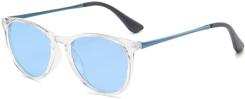CIKJUK Polarisées Lunette de Soleil Enfant - Protection UV400 Cadre Rond Métallique Miroir Lunettes Soleil Fille Garçon - Blanc/Bleu