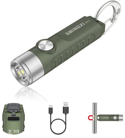 SMINGXI A11 Rechargeable Keychain Flashlight -Pocket Mini Flashlight,Key-Chain 500 High Lumens,EDC Flashlights,Waterproof Small Lightweight for Everyday Carry, Camping, Hiking, Emergency