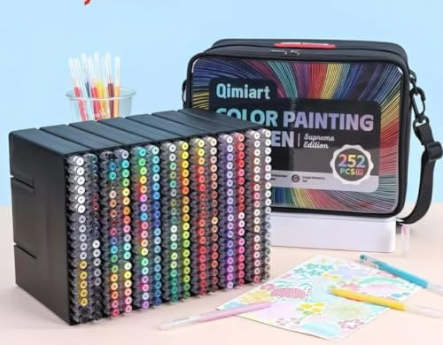languo La boite de 252 feutres Gel numérotés, 234Couleurs, Stylo Gel Adulte pour Dessin, Coloriage mystere, Griffonnage Artisanat Scrapbooking(0.6MM)