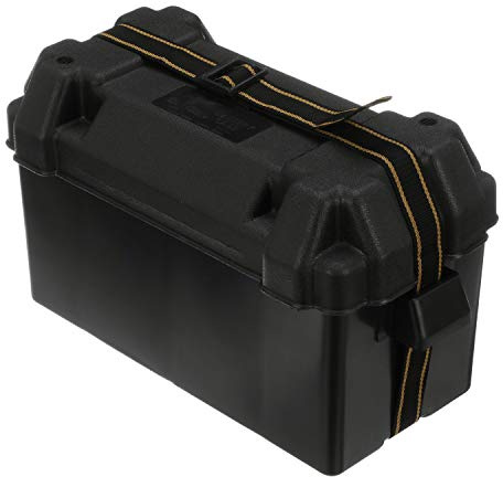 Attwood 9084-1 Large 29/31 Series Vented Marine Boat Battery Box with Mounting Kit and Strap, Black