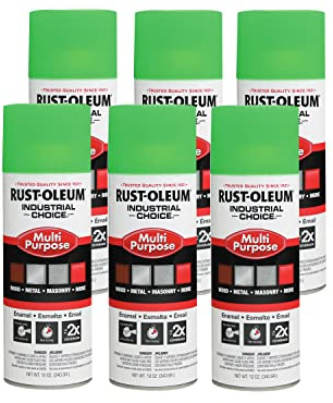 Rust-Oleum 1632830-6PK Industrial Choice 1600 System Multi-Purpose Spray Paint, 12 oz, Fluorescent Green, 6 Pack
