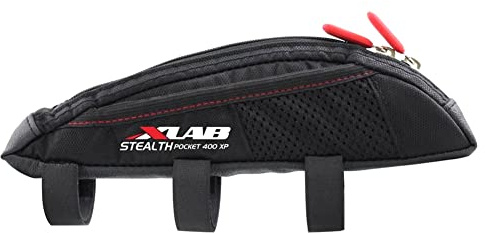 XLAB Stealth Pocket 400 XP – Strap Mounted Aerodynamic Top Tube Bag with Exterior Mesh Pockets for Triathlon and Gravel Bikes