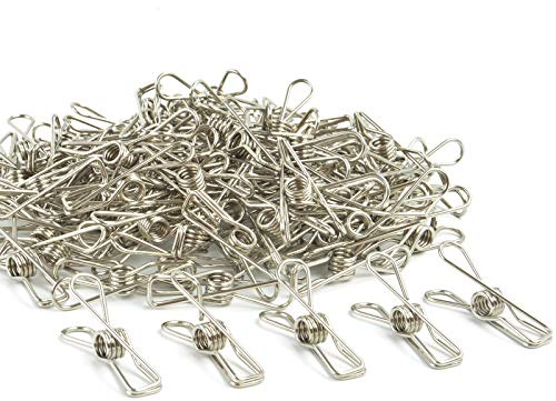 Wire Clothespins Laundry Chip Clips - 100 Pack Bulk Clothes Pins Heave Duty,Durable Metal Clothes Pegs Long-Lasting Strong-Grip Multi-Purpose for Clothesline,Snack Bags,Pictures,Paper at Home,Office